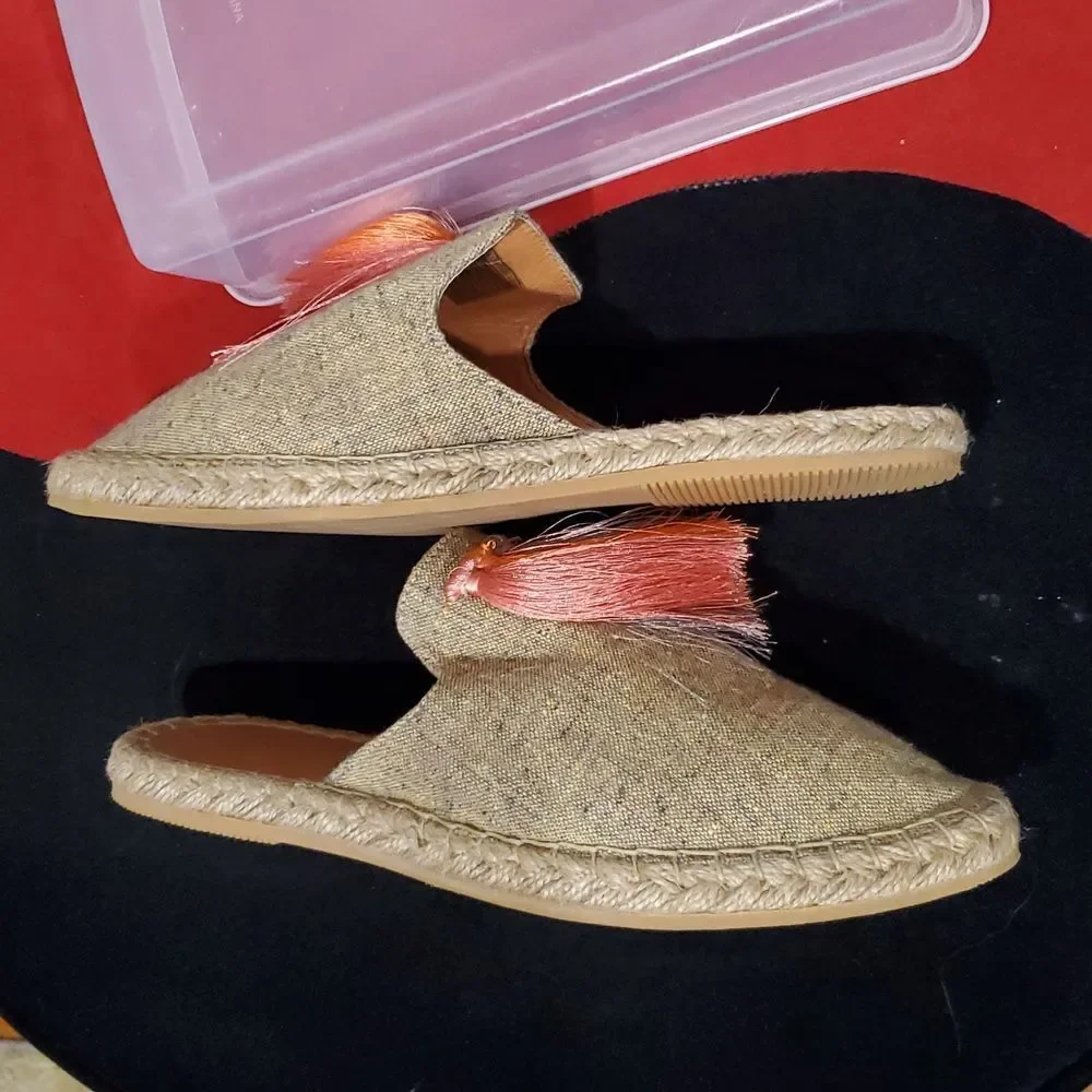 Silvia Cobos Sunrise Mules Espadrille Flats With Tassles Size 8.5